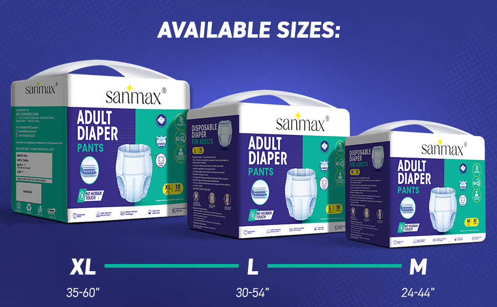 Sanmax Adult Diaper Pant Style | Pack of 10