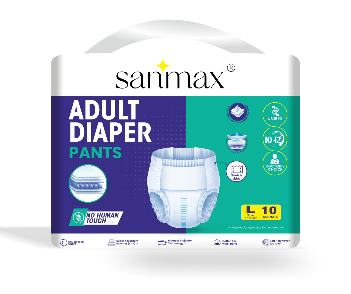Sanmax Adult Diaper Pant Style | Pack of 10